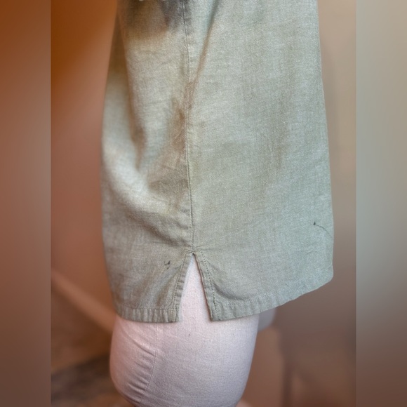 Bobbie Brooks Cotton Olive Green Short Sleeve Button Up With Floral Embroidery - Picture 8 of 8